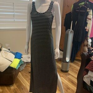 Promesa Black and White Striped Maxi Dress